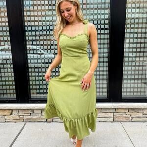 Sweet Lemon Size M Chartreuse Green Maxi Sundress Summer‎ Dress